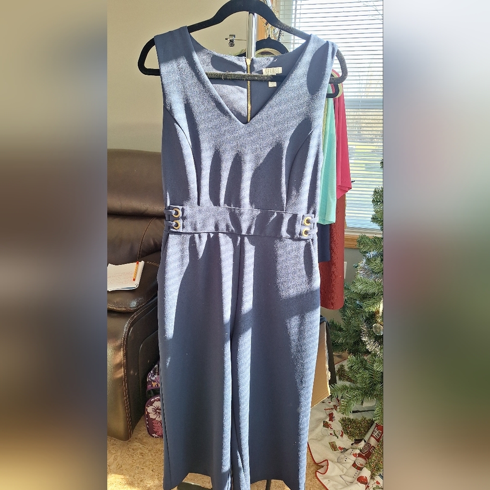 Spense Navy Blue Sleeveless Jumpsuit, Size M